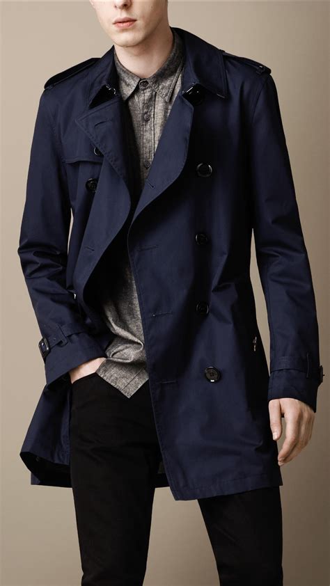 mens blue burberry shimmer mac coat|burberry trench jacket.